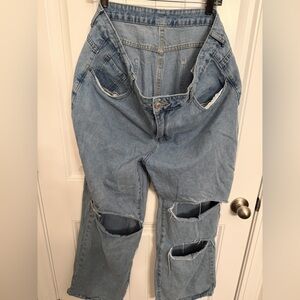 SHEIN Light Blue Distressed Women's Overalls